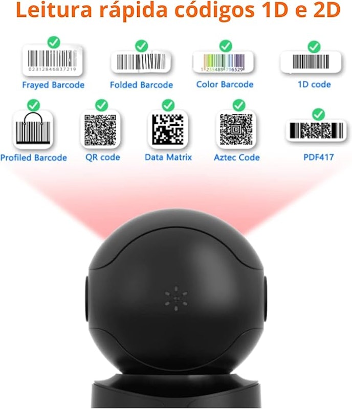 Leitor de Código Barras QR Fixo Mesa 1D 2D USB 3