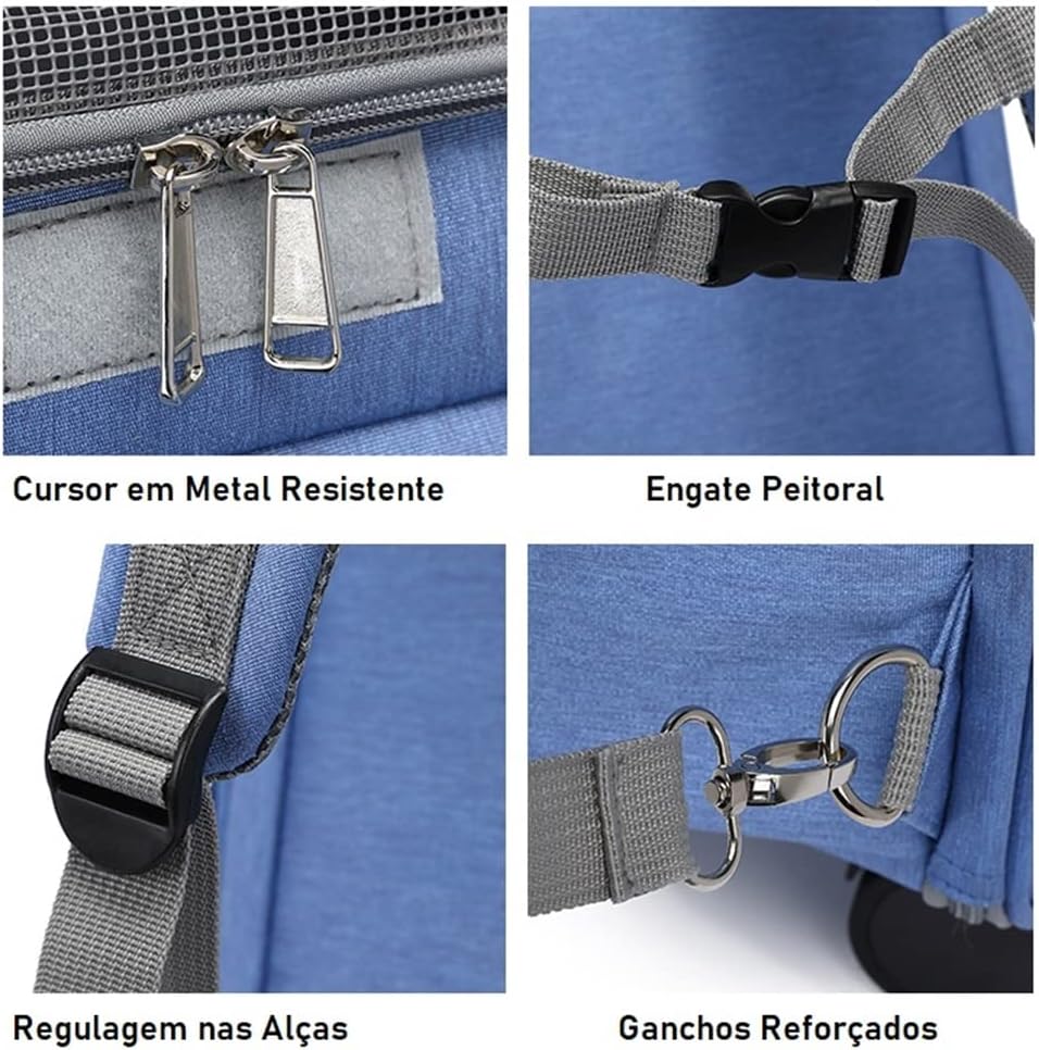 Bolsa Mochila Transporte Pet com Rodinhas Cães Gatos Luxo 5