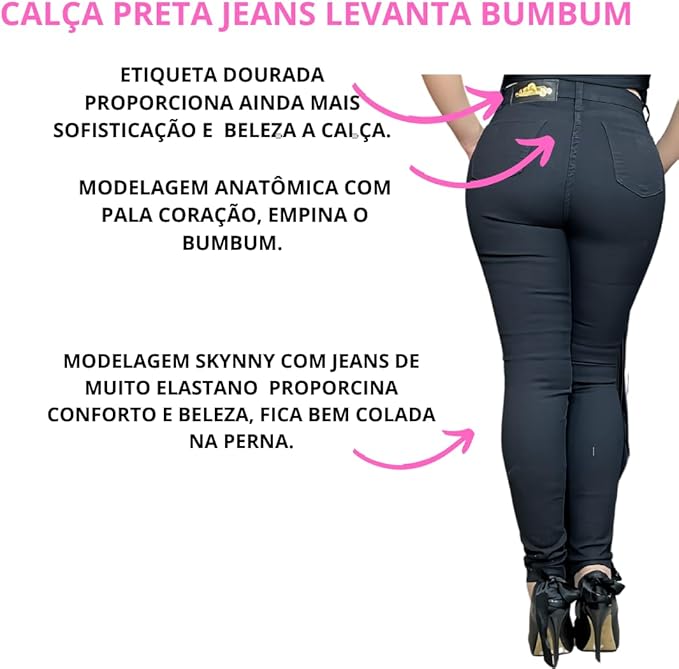 Calça Jeans Preta Feminina Super Lycra 4