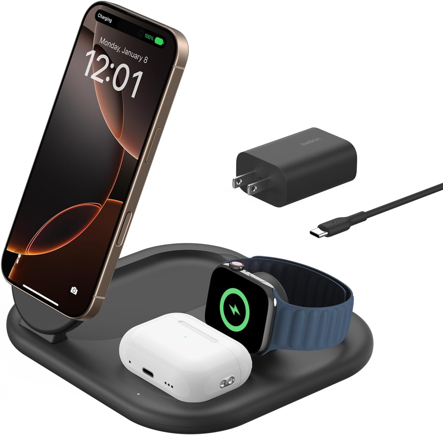 Carregador Magnético Dobrável 3 em 1 BoostCharge com Qi2 15 W Belkin 1