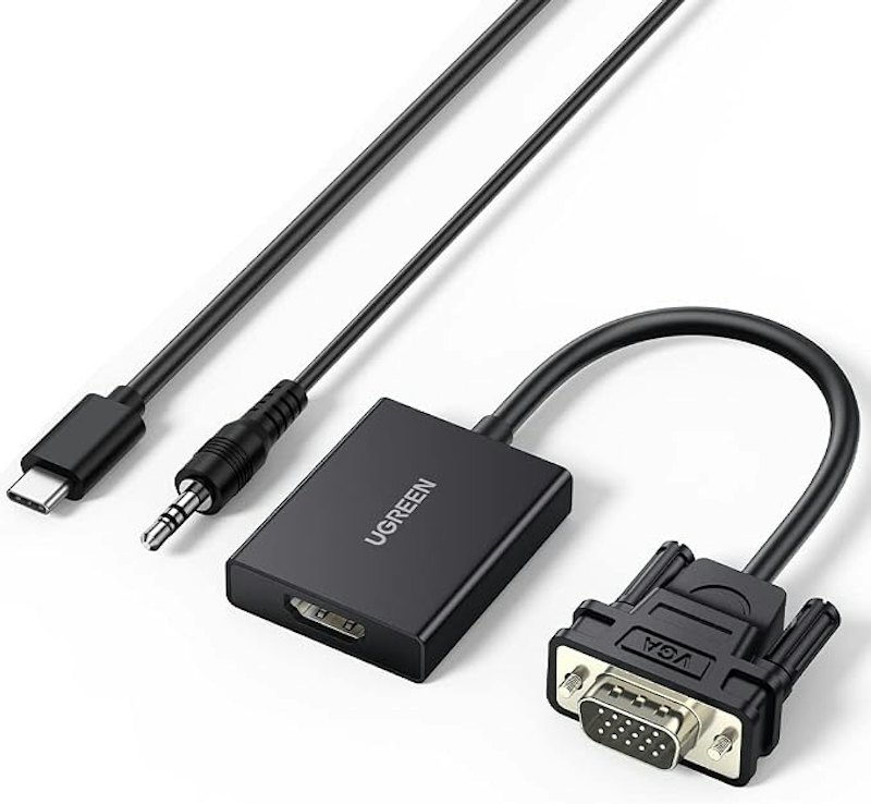 Adaptador de Vídeo Ugreen VGA p/ HDMI Macho/Fêmea Preto 1