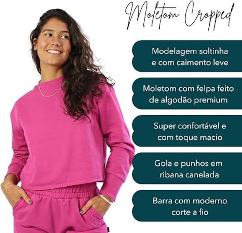 Blusa Moletom Cropped Feminina 4