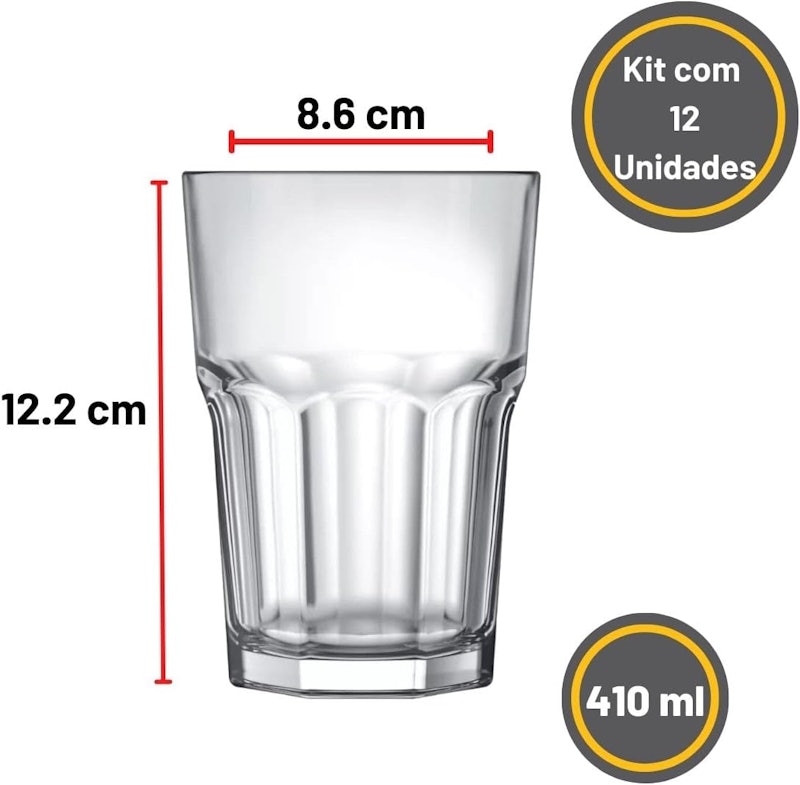 Jogo de Copos Long Drink Bristol Nadir 410 ml com 12 Peças 2