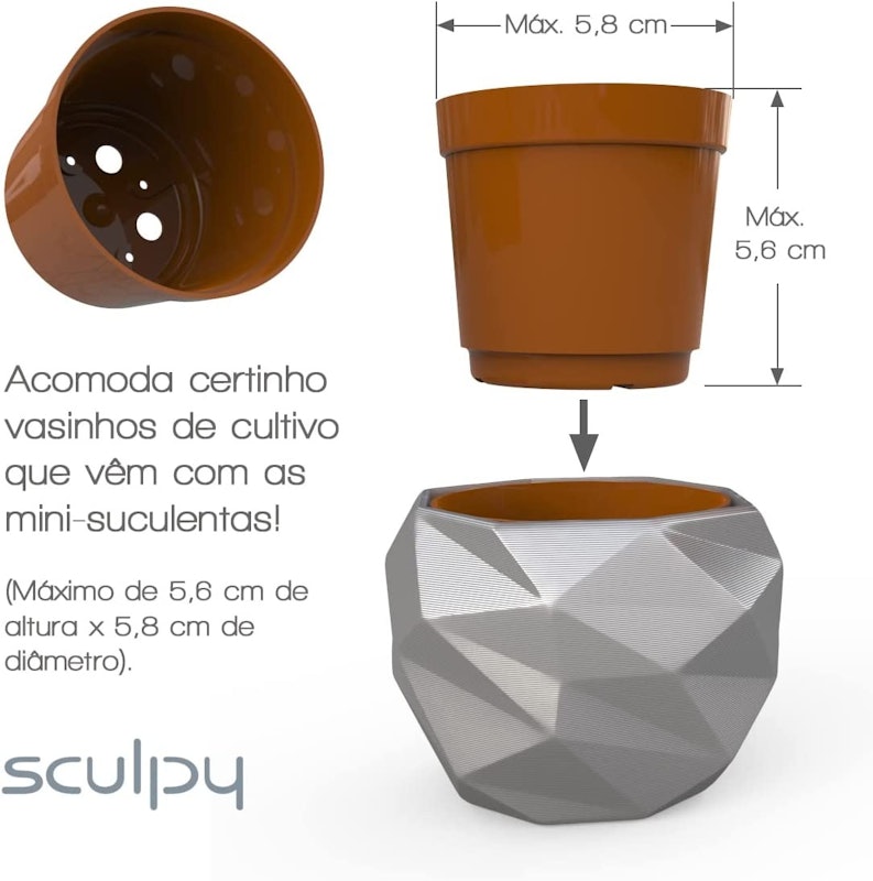 Kit Vaso Para Suculentas Mini Mesh 5