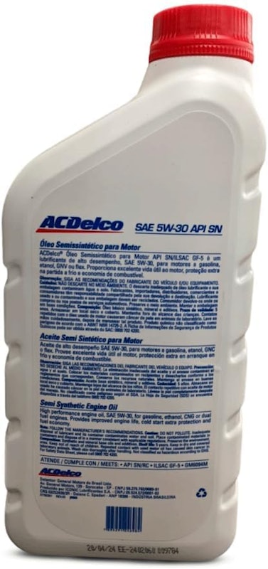 Óleo para Motor Semissintético SAE 5W30 API SN ACDelco 2