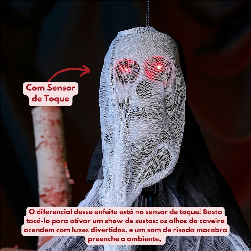 Decoração Festa Halloween Kit Fantasma Acorrentado Luz e Som 4