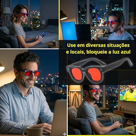Óculos Contra Luz Azul - Proteção Eficaz Contra Luz Azul - Vemelho 3