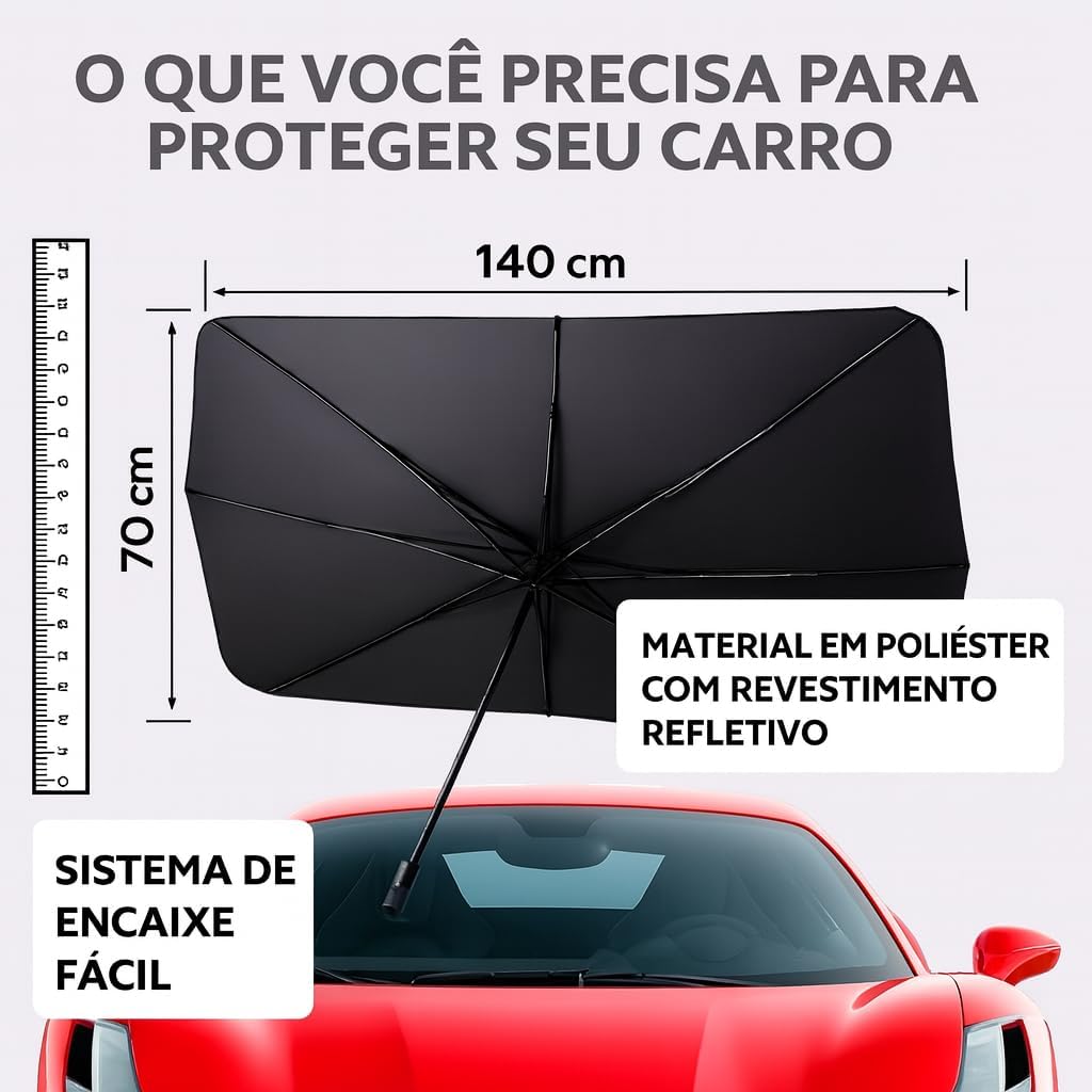 Protetor Solar Para-Brisa Design Tipo Guarda-Chuva 3