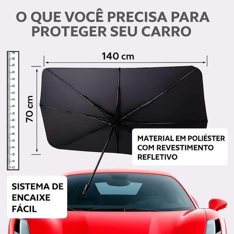 Protetor Solar Para-Brisa Design Tipo Guarda-Chuva 3