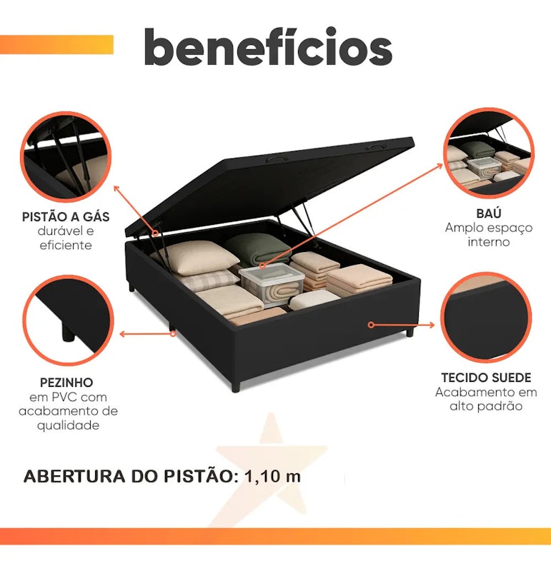 Cama Box com Baú Casal Prince 2