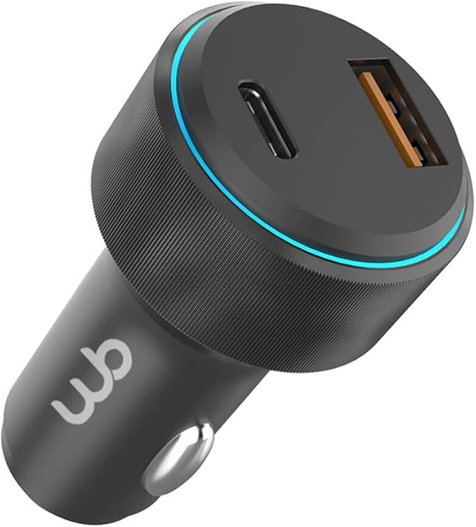 Carregador USB-C e USB-A Rápido Veicular com Duas Entradas 48 W 1