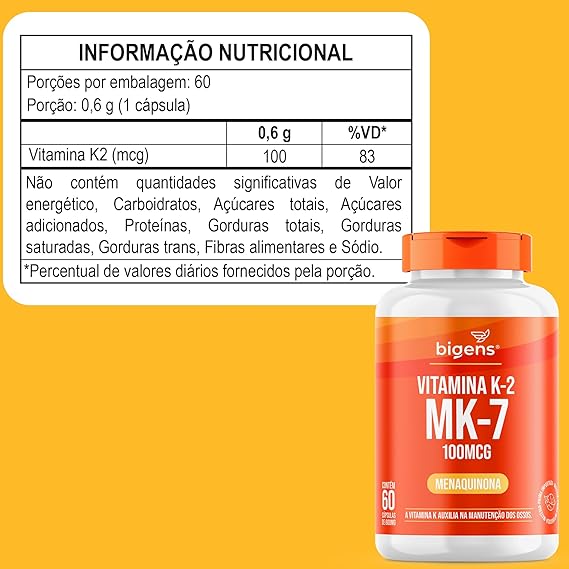 Vitamina K2 MK7 Menaquinona 100 mcg 2