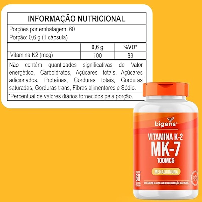 Vitamina K2 MK7 Menaquinona 100 mcg 2