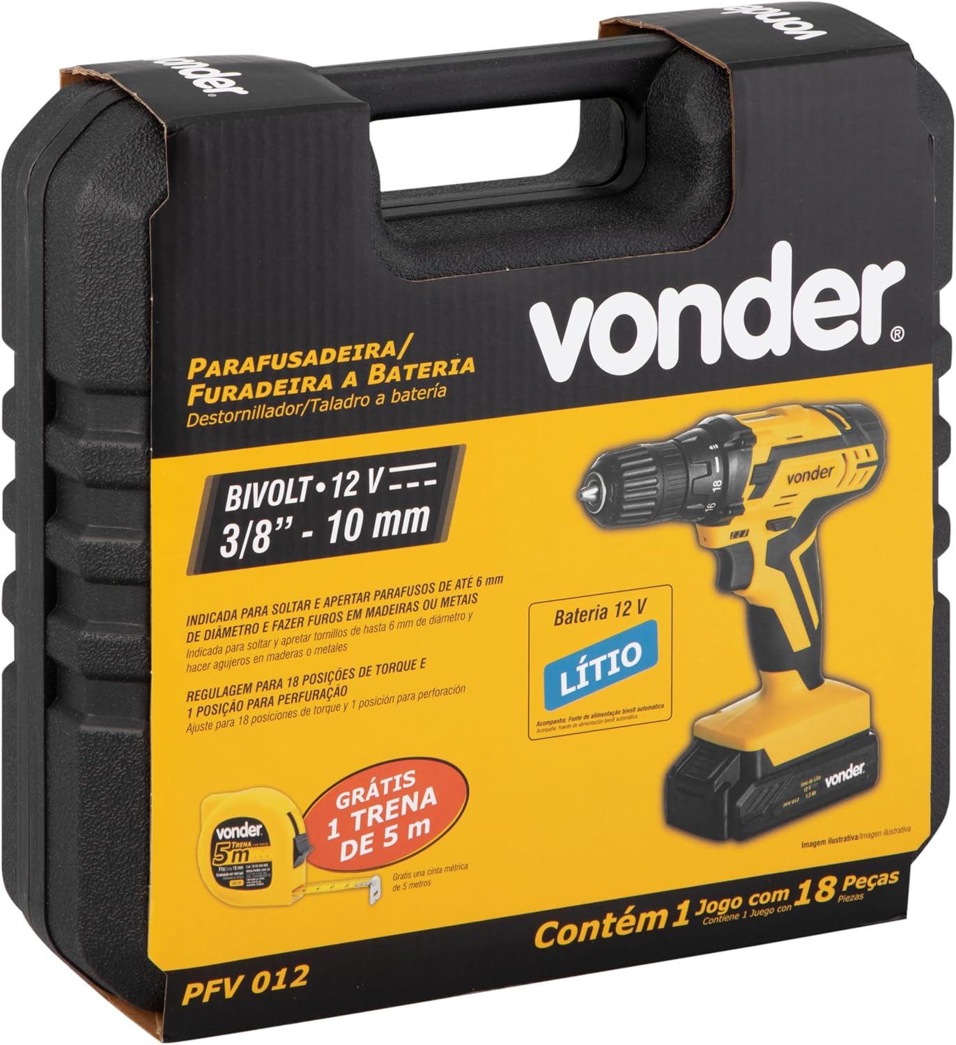 Parafusadeira e Furadeira a Bateria 12 V PFV 012 5