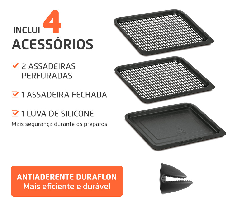 Fritadeira Air Fryer Forno Oven 12L Mondial Preto 2000W 3