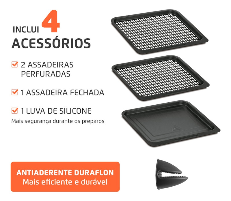 Fritadeira Air Fryer Forno Oven 12L Mondial Preto 2000W 3
