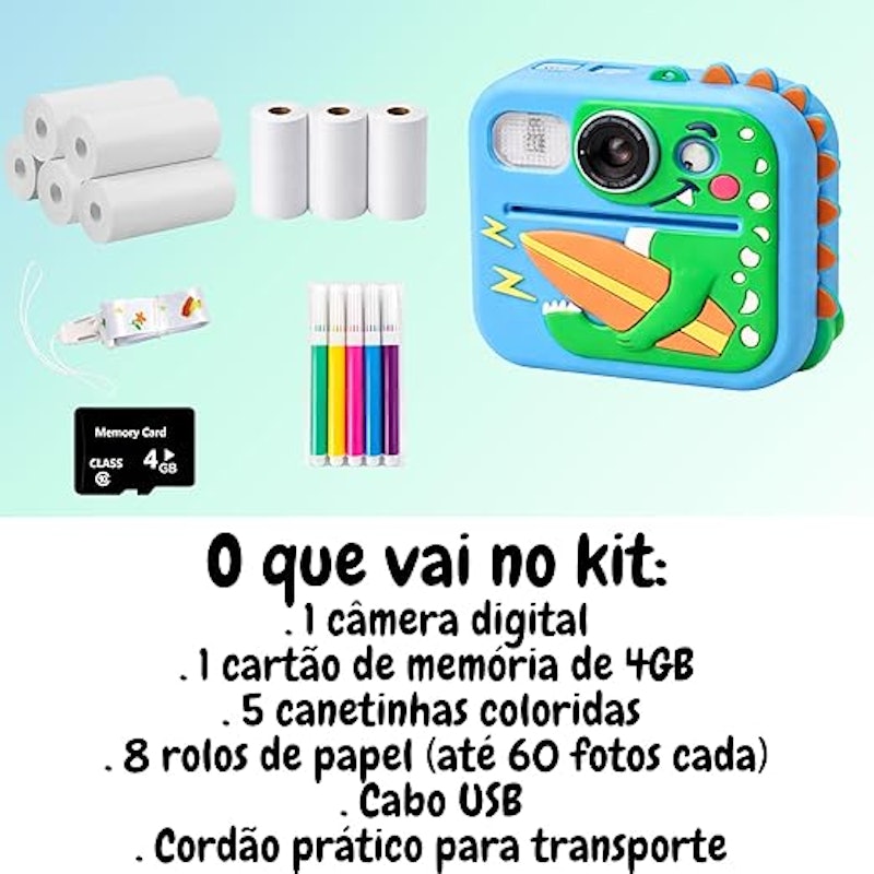 Kit Câmera Digital Infantil Portátil que Imprime na Hora 3