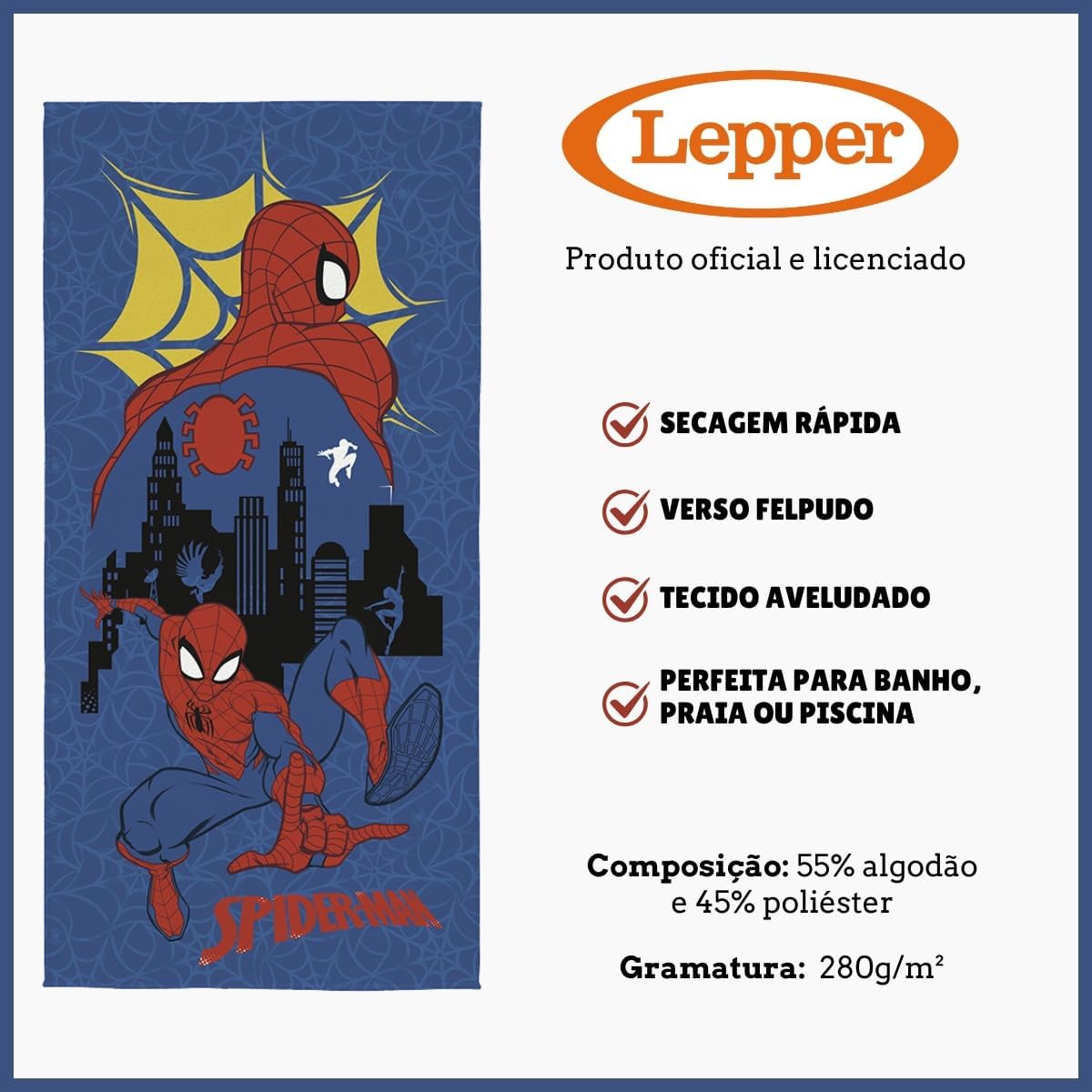 Toalha de Banho Infantil Homem-Aranha 70 x 140 cm 2