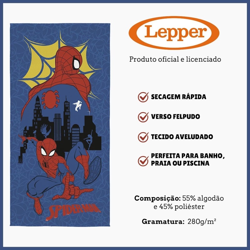 Toalha de Banho Infantil Homem-Aranha 70 x 140 cm 2