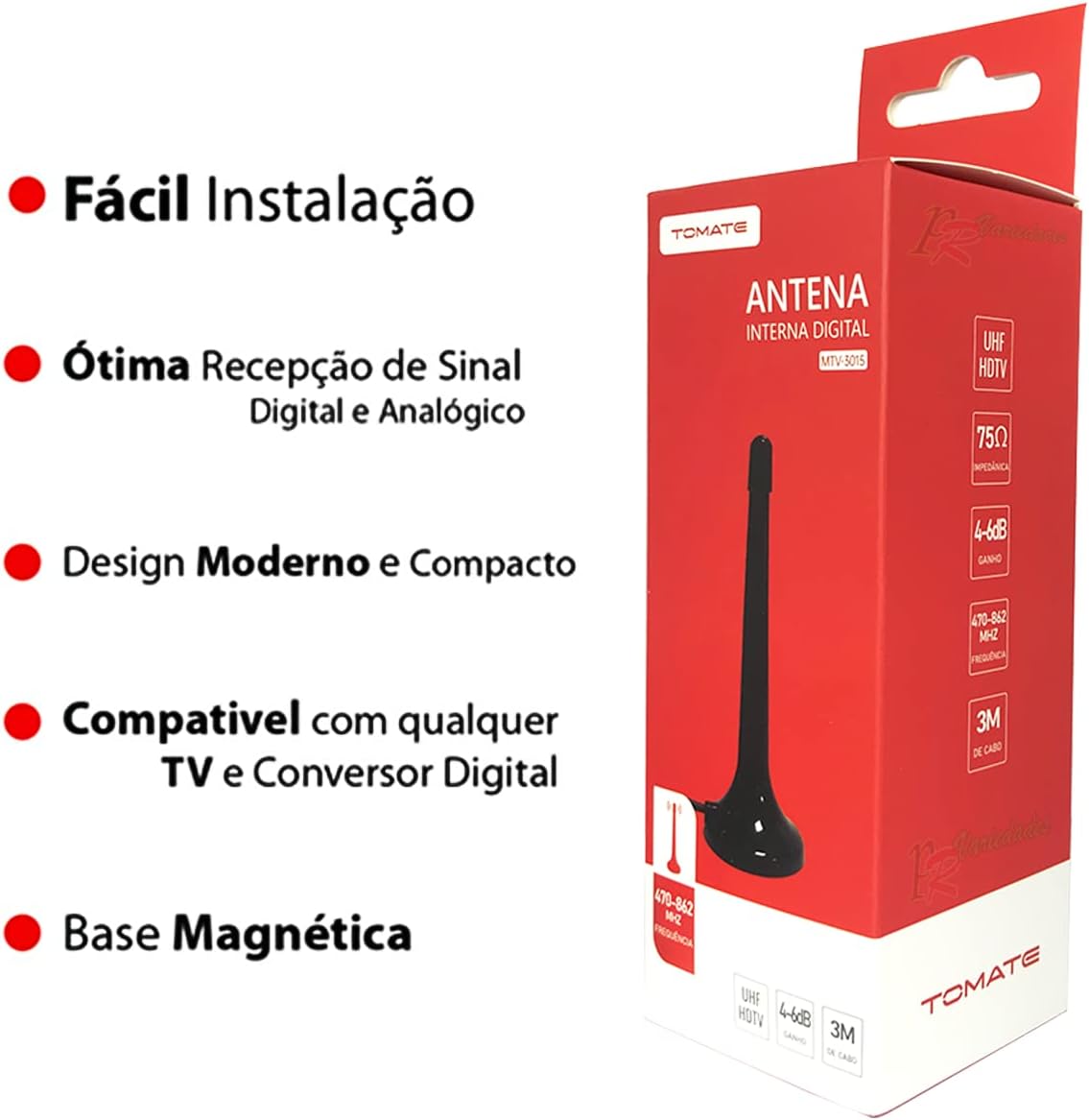 Antena Digital Interna 4-6 dBi 3 m Tomate MTV-3015 4