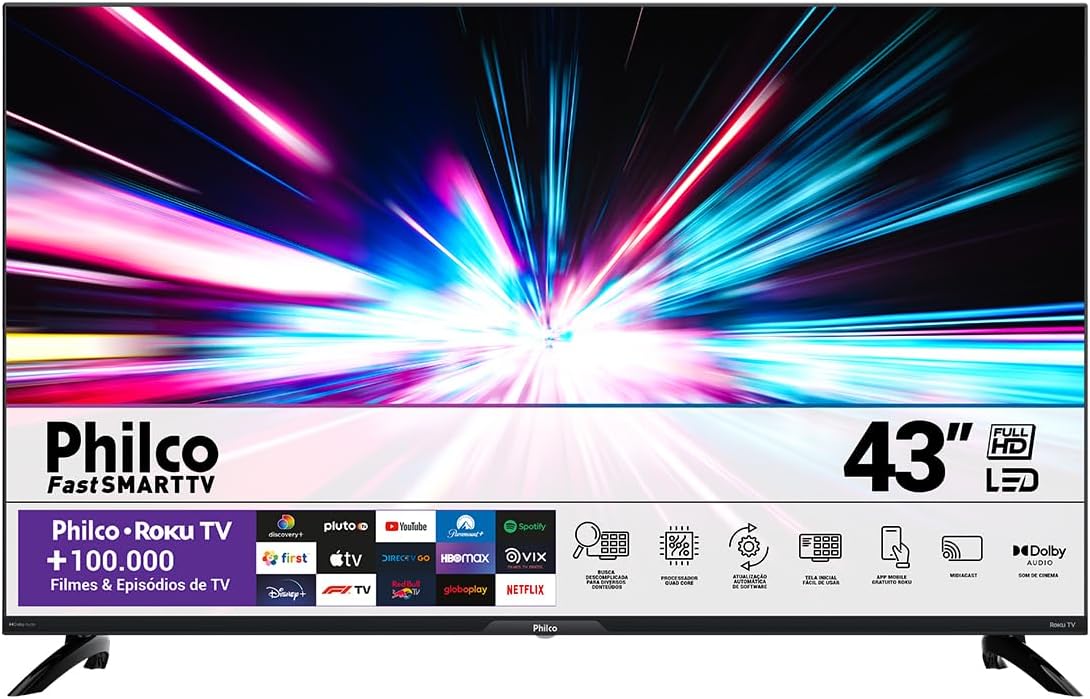 Smart TV 43” Philco LED Dolby Áudio 1