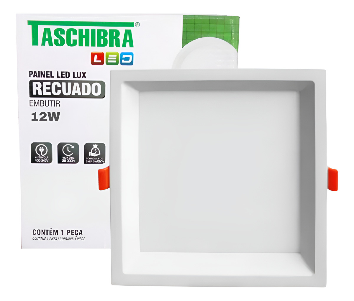 Painel LED Lux Recuado Taschibra 12 W Quadrado Embutir 5