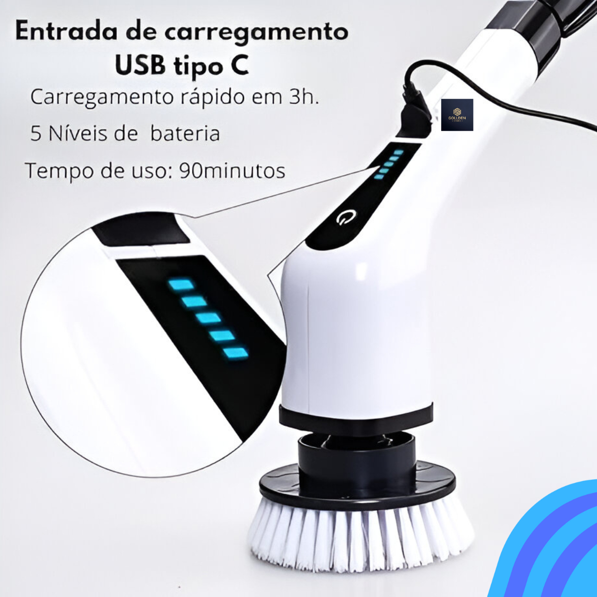 Esfregão Elétrico Profissional 9 em 1 Recarregável Mop 360º 2