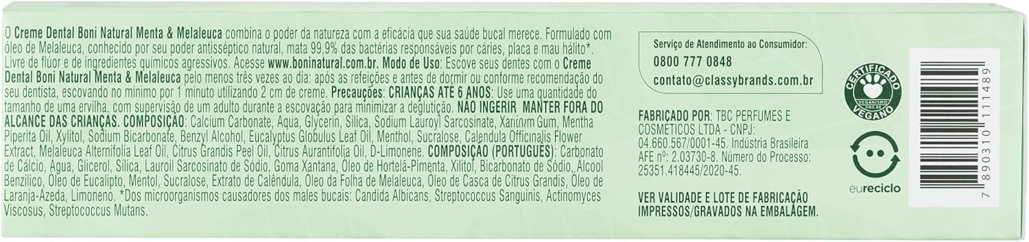 Creme Dental Boni Natural Menta e Melaleuca 4