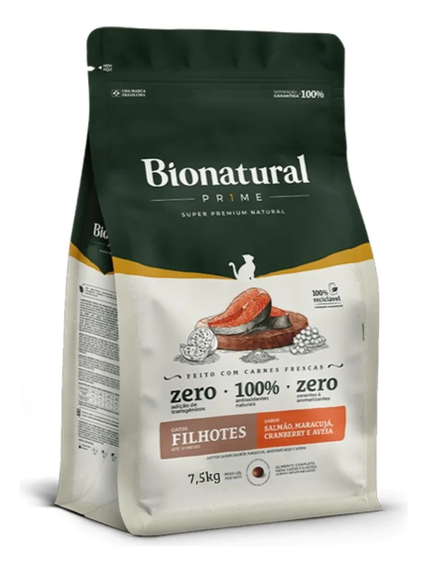 Bionatural Prime Ração Sabor Salmão para Gatos Filhotes 1