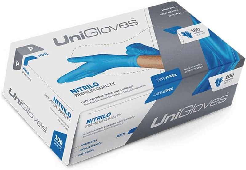 Luva Procedimento Unigloves Nitrílica Azul 1