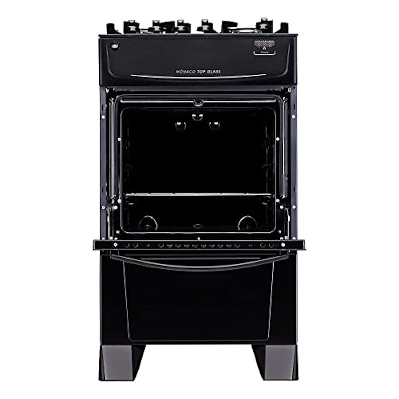 Fogão 4 Bocas Preto com Mesa de Vidro Atlas Mônaco Top Glass 4