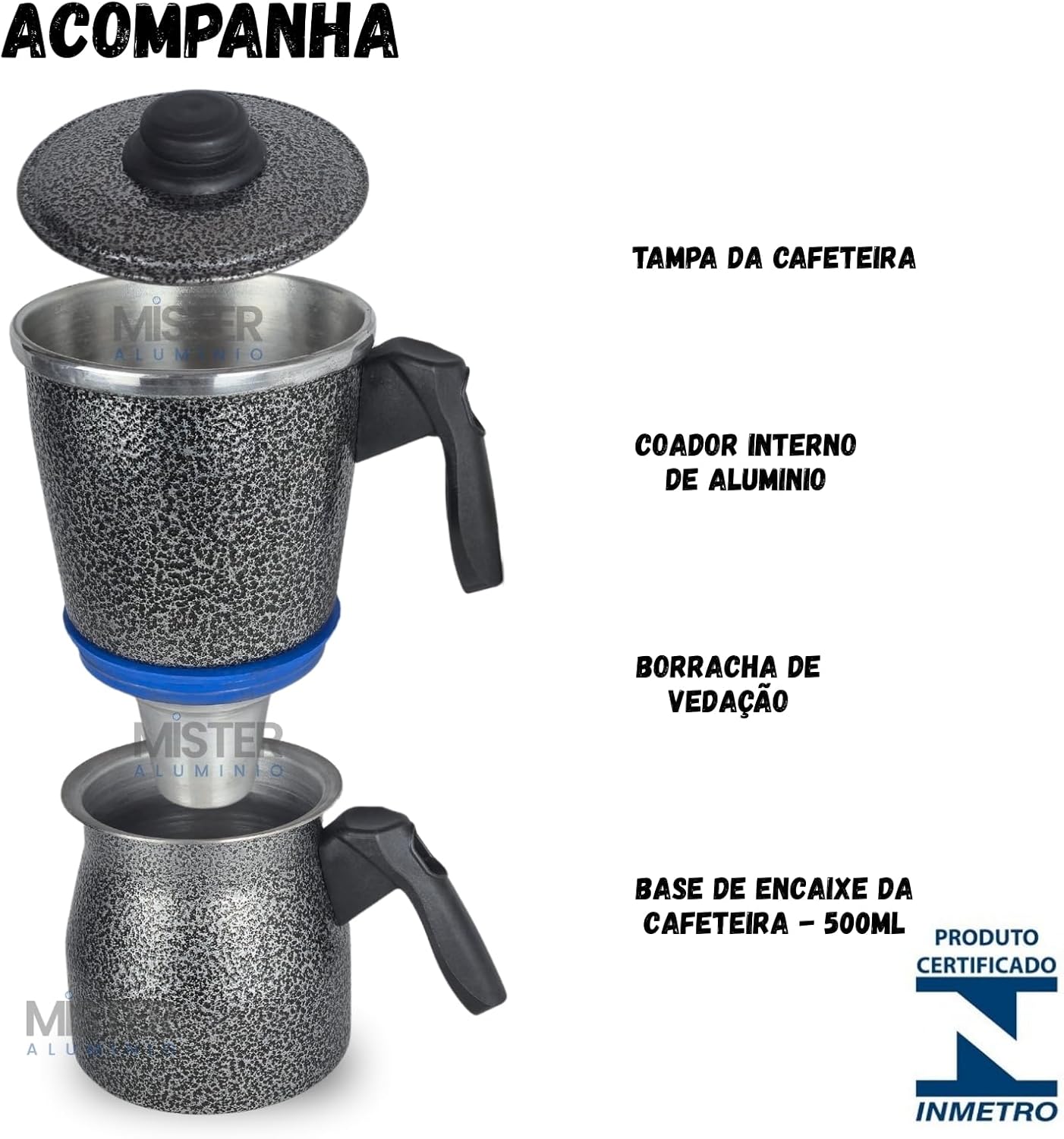 Cafeteira Italiana Tradicional Mister Alumínio 3