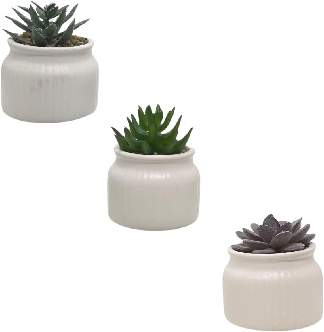 Conjunto de 3 Vasos em Cerâmica com Suculentas Artificiais 1