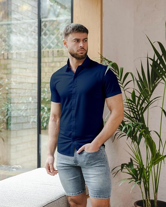 Camisa Social Masculina de Manga Curta Onkeep 5