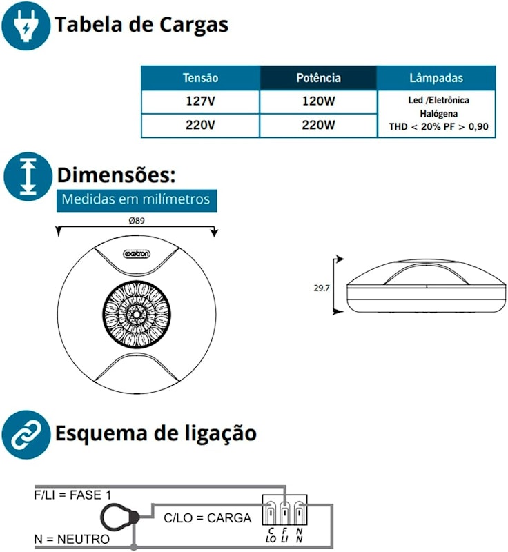 Sensor de Presença de Teto Smart X-Control 3