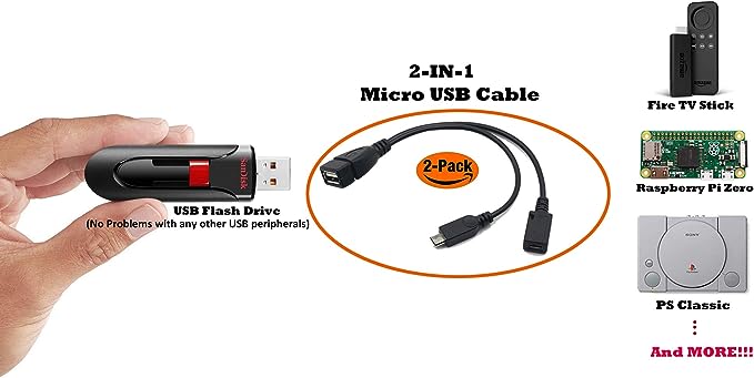 Adaptador Micro USB para USB 2 em 1 (Cabo OTG + Cabo de Alimentação) 5