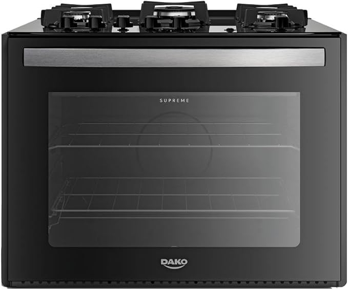 Fogão de Embutir 5 Bocas Preto com Mesa de Vidro Dako Supreme 2