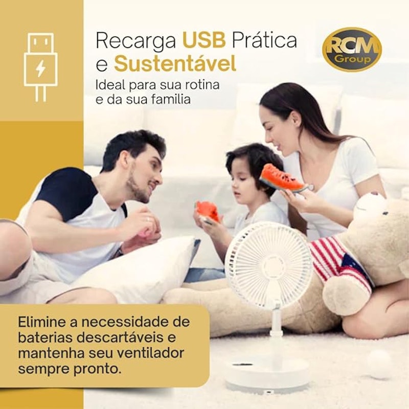 Ventilador Portátil Dobrável de Mesa USB RCM GROUP 3
