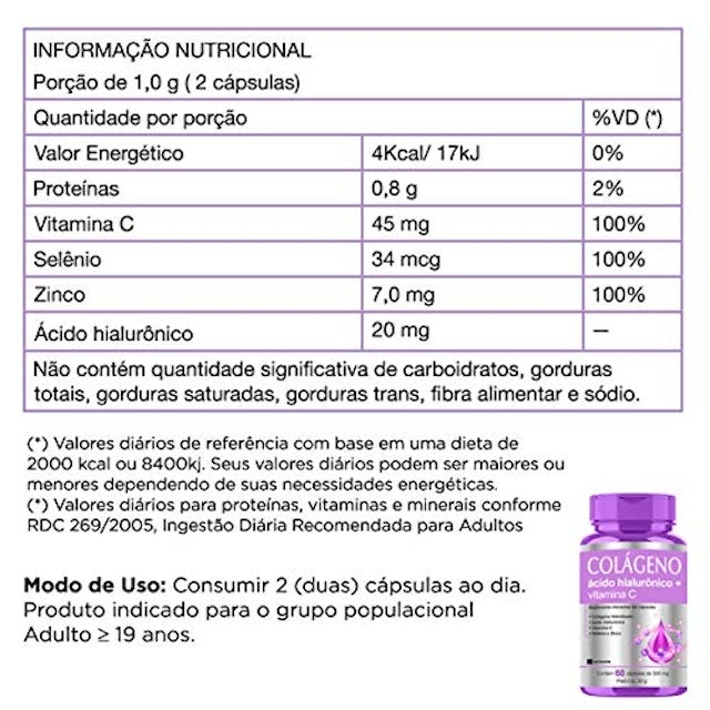 Colágeno Hidrolisado + Ácido Hialurônico + Vitamina C Nutrafor 2