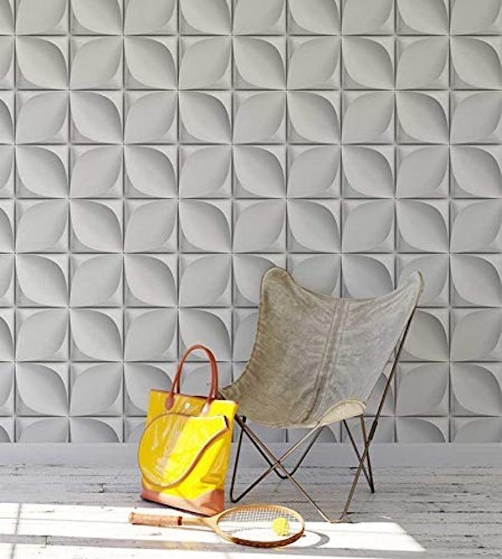 Papel de Parede 3D Branco e Cinza Flores 3