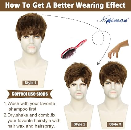 Perucas Masculinas Curtas Marrons 4