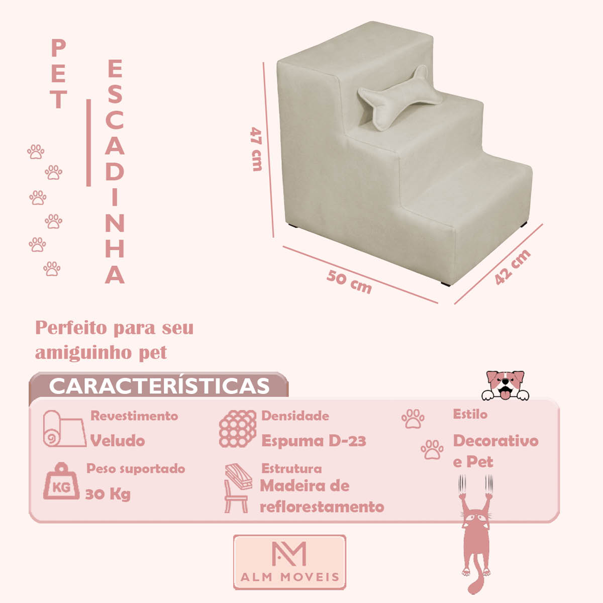 Escadinha Rampa para Pets com 3 Degraus 5