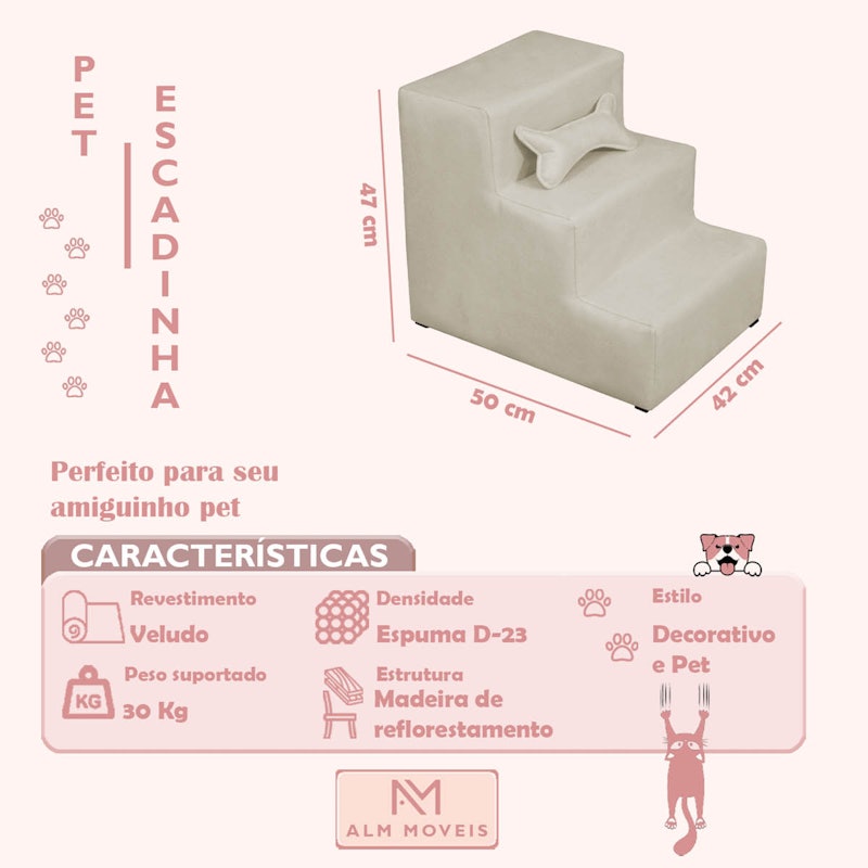 Escadinha Rampa para Pets com 3 Degraus 5