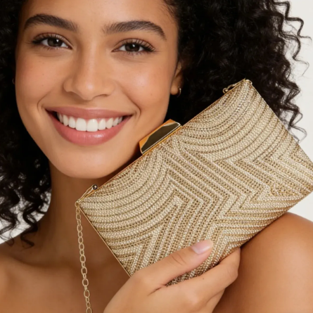 Bolsa Clutch Festa Feminina Dourado 2