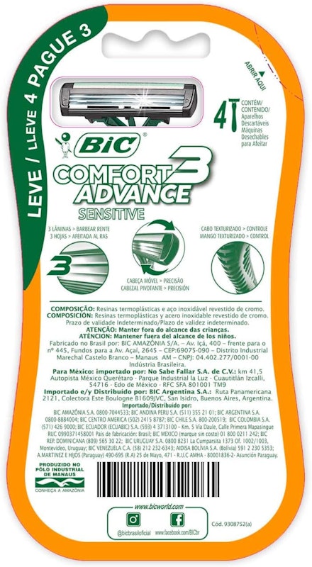 Aparelho de Barbear Comfort 3 Advance Pele Sensível 2