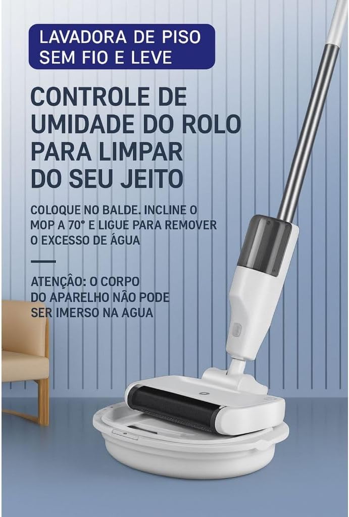 Esfregão Elétrico Vertical 3 em 1 sem Fio com Luz UV 3