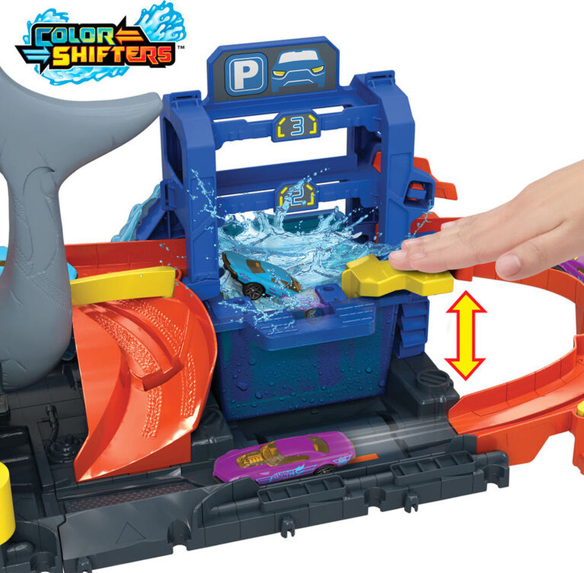Hot Wheels City Pista de Brinquedo Lava-Rápido Mega Tubarão 5