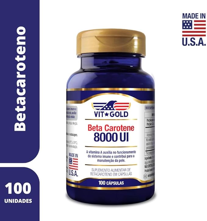 Vitamina A Beta Caroteno 8000 UI Vitgold 100 Cápsulas 3