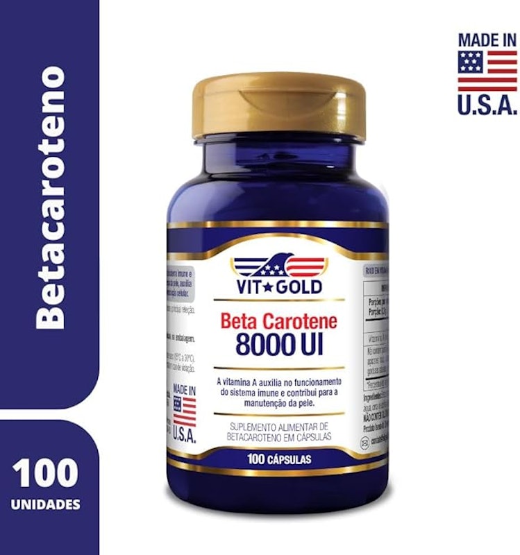 Vitamina A Beta Caroteno 8000 UI Vitgold 100 Cápsulas 3