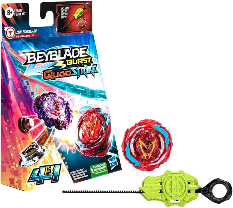 Pião e Lançador Beyblade Burst QuadStrike - Zeal Achilles A8 1